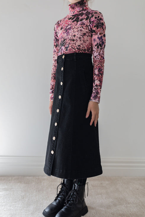 Steph Denim Button Front Skirt